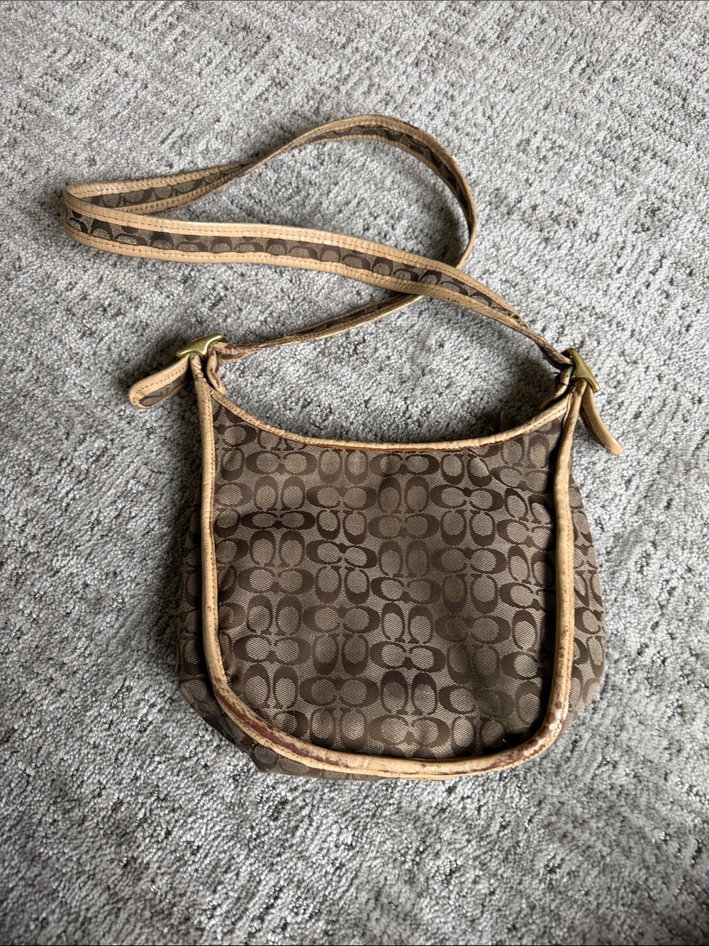Coach Brown and Tan Signature Crossbody Bag
